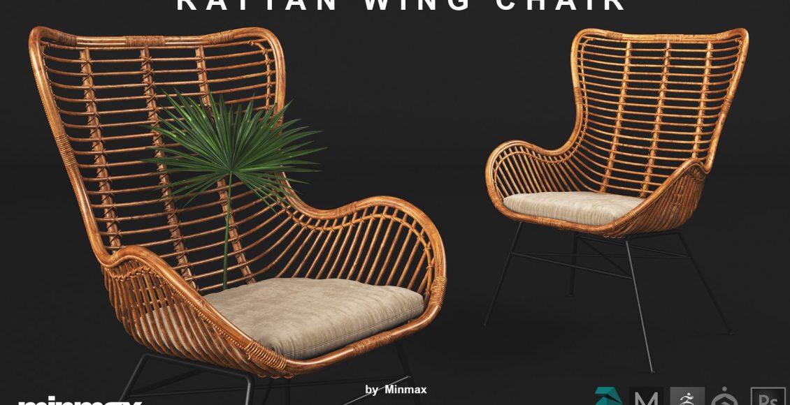 Download Free 3D Model Rattan Wing Chair By Nguyen Minh Khoa
