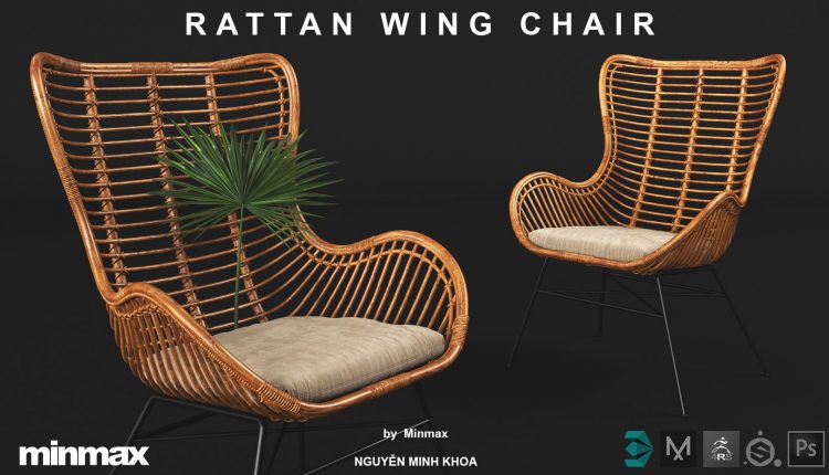 Download Free 3D Model Rattan Wing Chair By Nguyen Minh Khoa