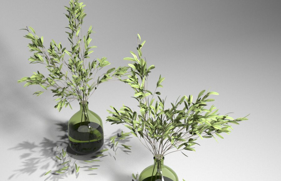Free 3d model Olive Plant Green Glass Vase by MIBS