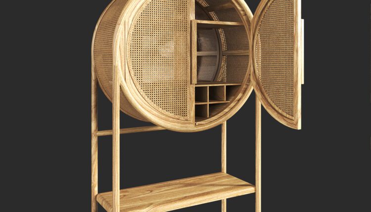 Free 3D Model Cane Bar Cabinet By Nguyen Minh Khoa